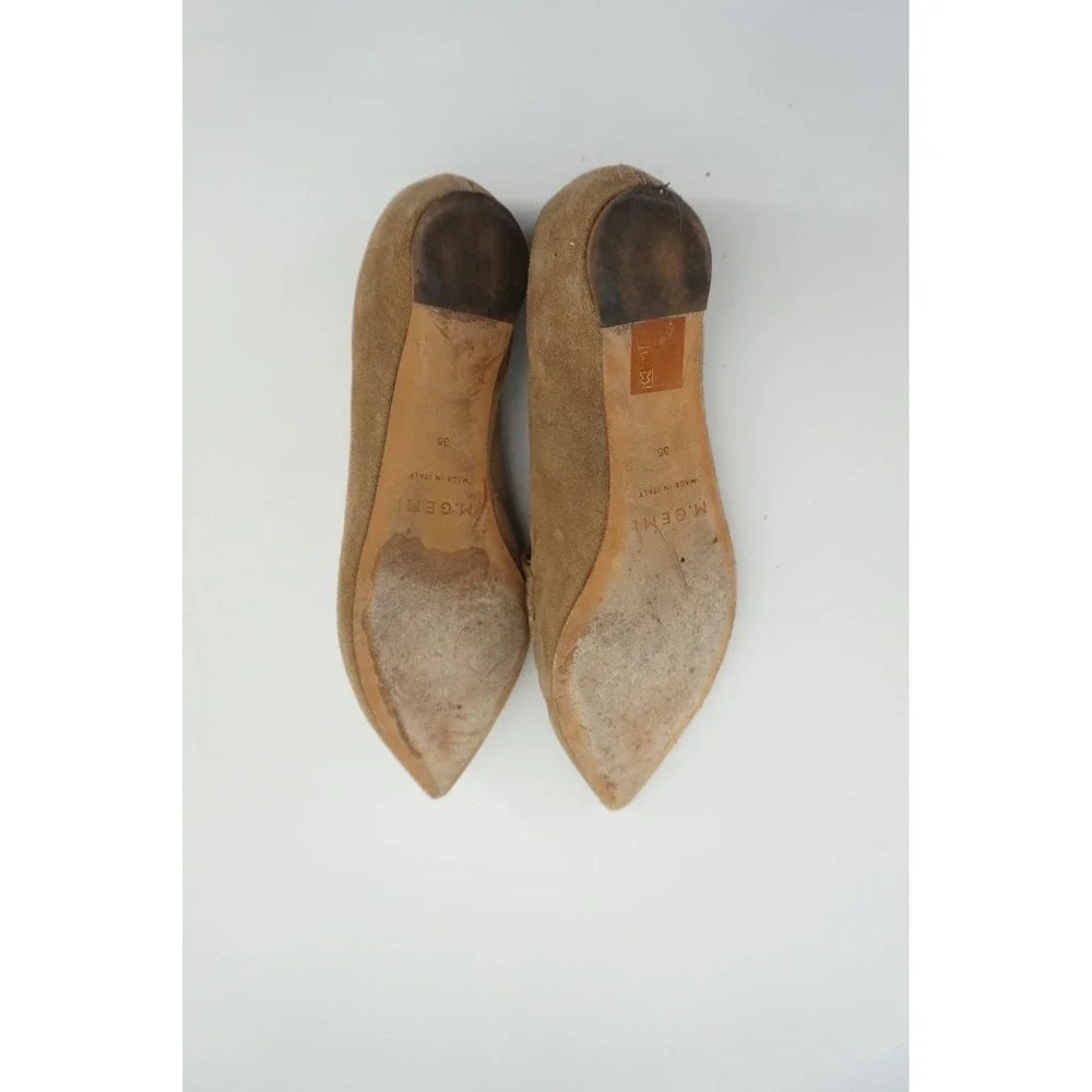 M.Gemi The Gia Suede Pointed Toe Loafers Italian Leather Flats Tan 36